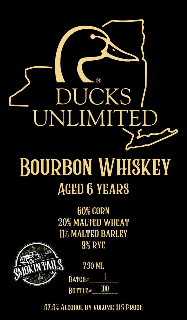 Smokin' Tails Distillery Ducks Unlimited Bourbon Whiskey 750ml Bottles