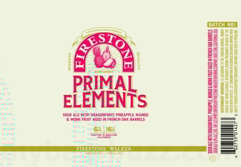 2026 Firestone Walker Barrelworks Primal Elements Sour Ale Featuring Dragonfruit, Pineapple, Mango & Monk Fruit 16-oz Cans