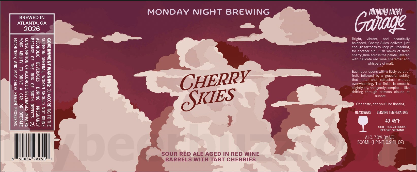 2026 Monday Night Brewing Cherry Skies 500ml Botles