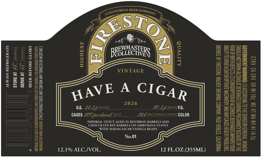 Firestone Walker Unveils “Have A Cigar” Imperial Stout for the 2026 Brewmaster’s Collective