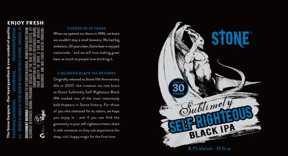 2026 Stone Sublimely Self-Righteous 30th Anniversary 12-oz Cans