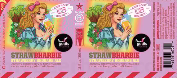 2026 Lakefront Brewery Strawbharbie 120oz Cans