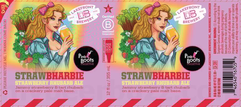 2026 Lakefront Brewery Strawbharbie 120oz Cans