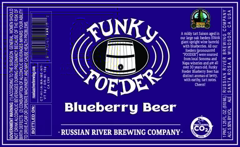 2026 Russian River Funky Fieder Blueberry Beer 510ml Bottles