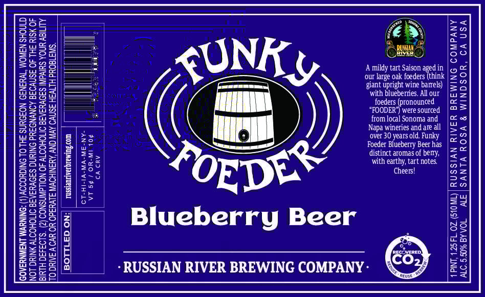 2026 Russian River Funky Fieder Blueberry Beer 510ml Bottles