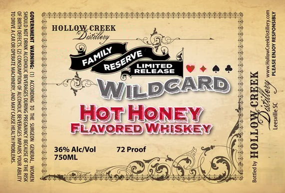 Hollow Creek Distillery Family Reserve Limited Release Wildcard Hot Honey Flavored Whiskey 750ml Bottles