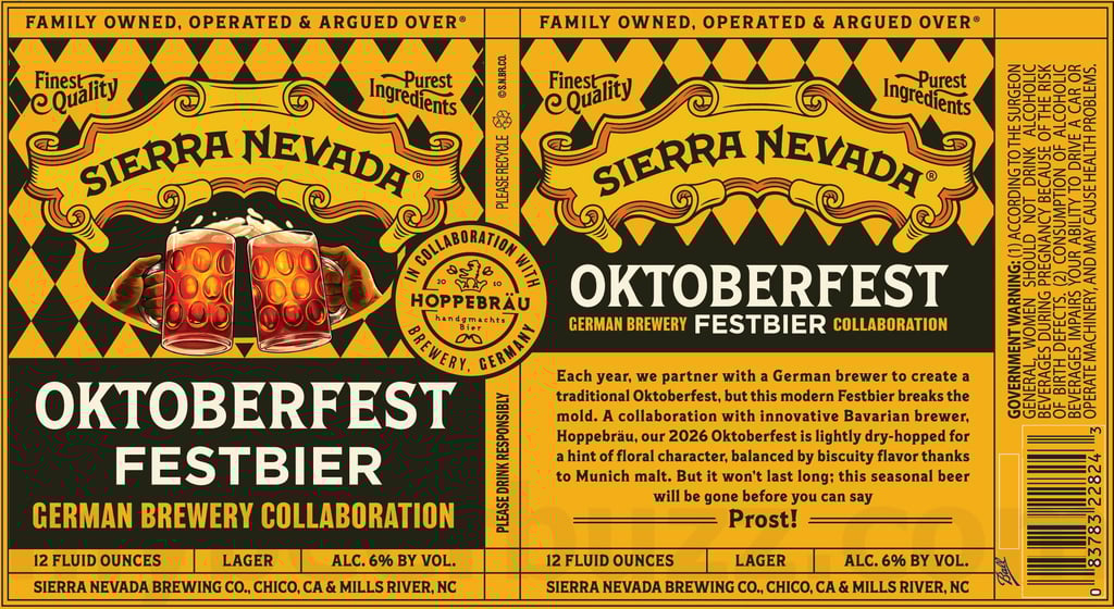 2026 Sierra Nevada Oktoberfest Festbier Hoppebräu German Brewery Collaboration 12-oz Cans
