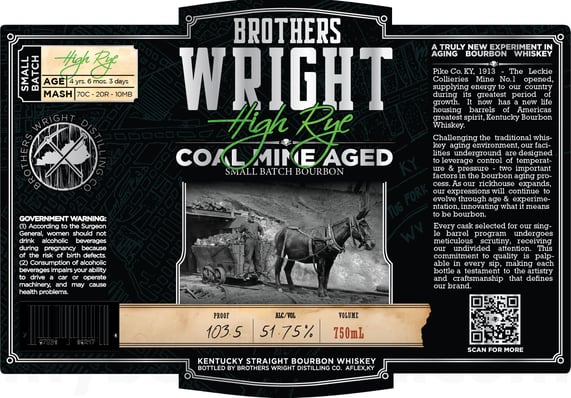Brothers Wright High Rye Coal Mine Aged Kentucky Straight Bourbon Whiskey