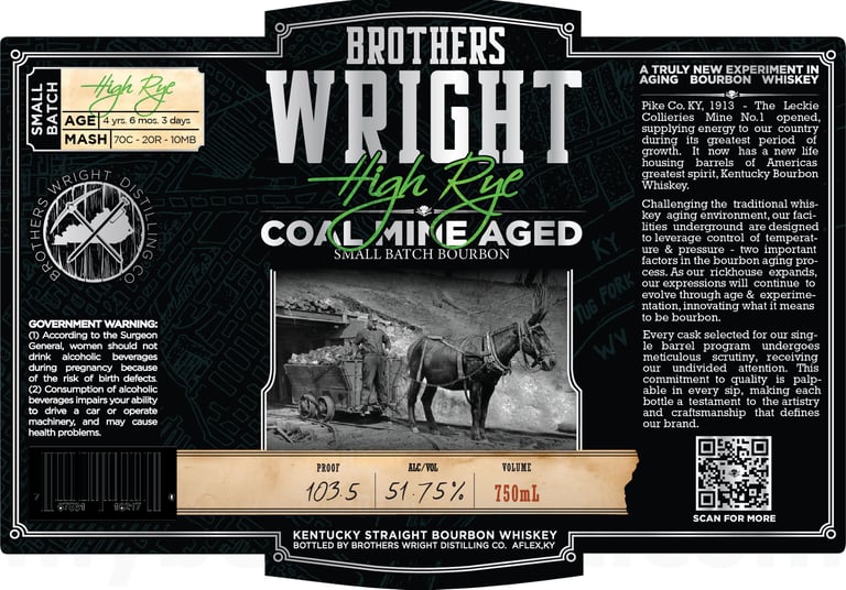 Brothers Wright High Rye Coal Mine Aged Kentucky Straight Bourbon Whiskey