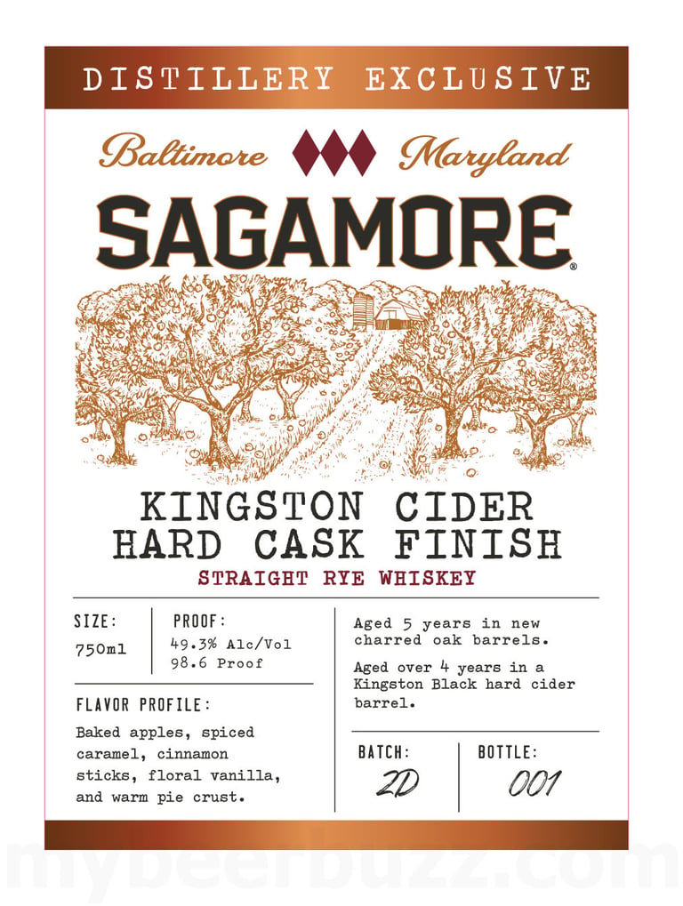 Sagamore Spirits Kingston Cider Hard Cask Finish Distillery Exclusive Straight Rye Whiskey