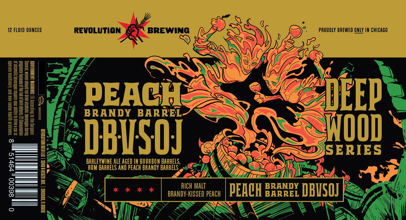 2026 Revolution Brewing Peach Brandy Barrel D.B.V.S.O.J. 12-oz Cans