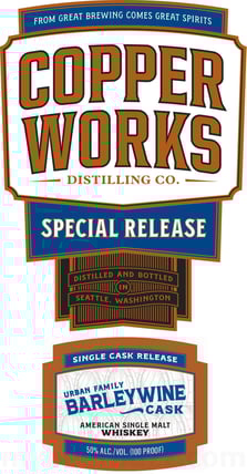 Copperworks Distilling Company Special Release Urban Family Barleywine Cask American Single Malt Whiskey 700ml Bottles