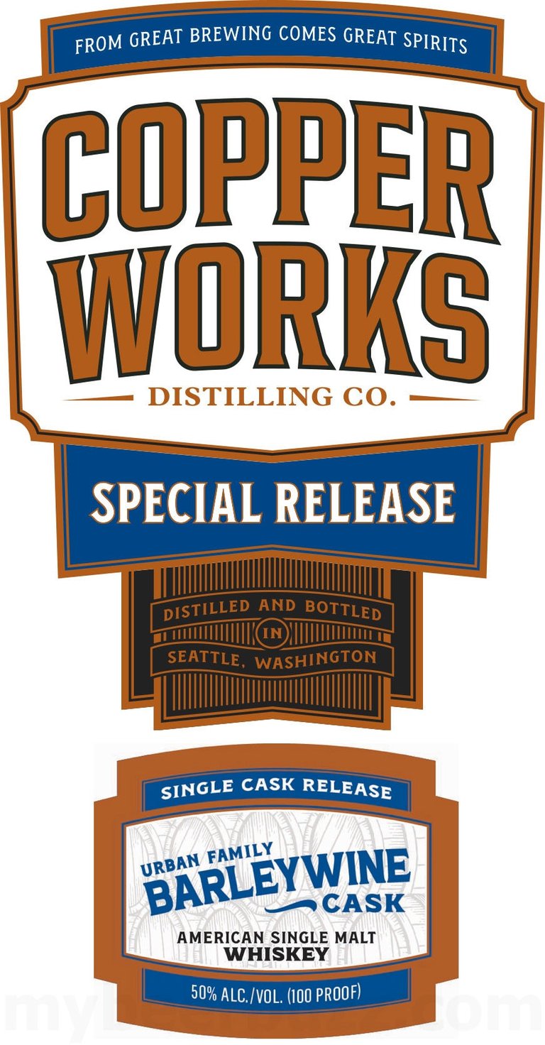 Copperworks Distilling Company Special Release Urban Family Barleywine Cask American Single Malt Whiskey 700ml Bottles