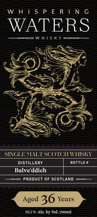 2026 The Whiskey Lab Whispering Waters Balve’ddich 36 Year Single Malt Whiskey700ml Bottles