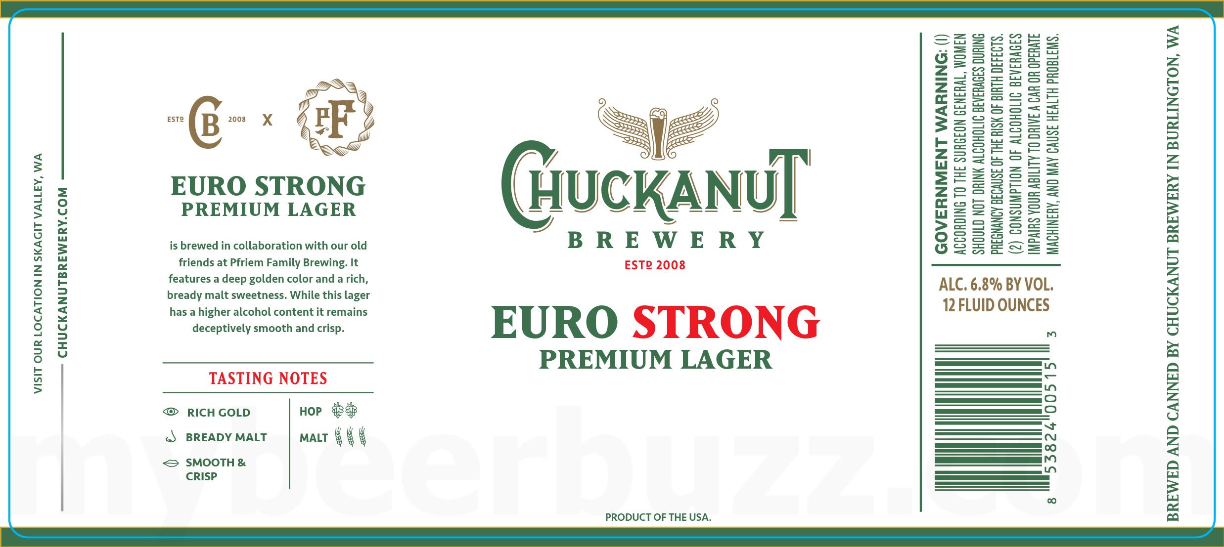 2026 Chuckanut Euro Strong Premium Lager 12-oz Cans