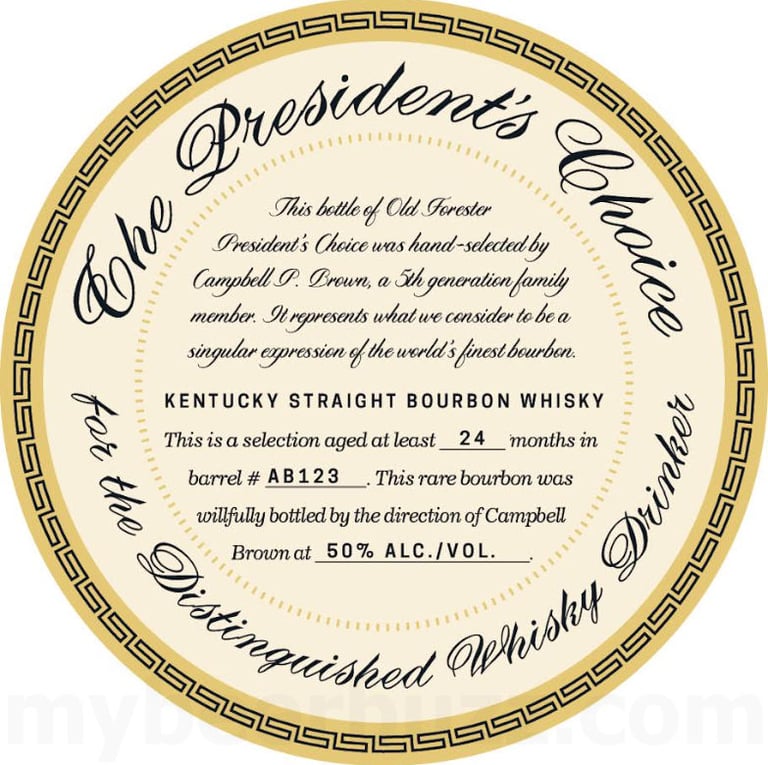 Old Forester The President’s Choice Kentucky Straight Bourbon Whiskey 700ml Bottles