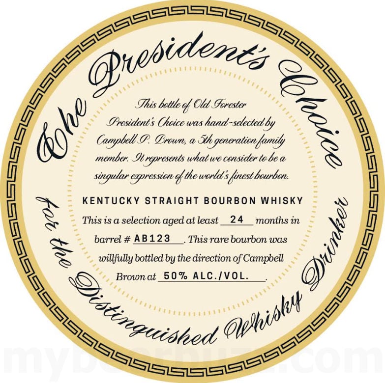Old Forester The President’s Choice Kentucky Straight Bourbon Whiskey 700ml Bottles