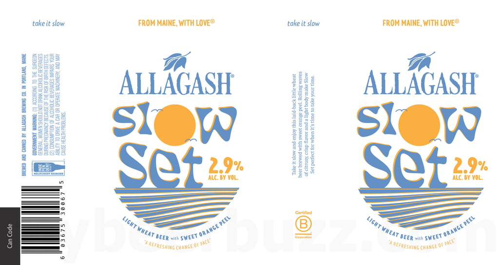 Allagash Brewing Unveils Slow Set: A 2.9% Light Beer Brewed With Sweet Orange Peel