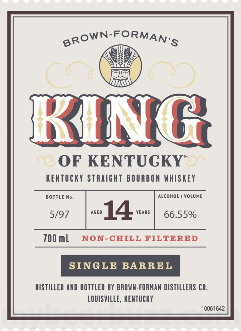 Brown-Forman’s King Of Kentucky 14 Year Straight Bourbon Whiskey 700ml Bottles