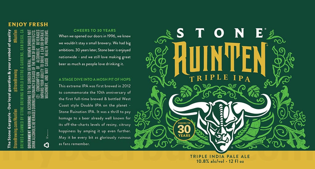 Stone Brewing Celebrates 30 Years With the Return of RuinTen Triple IPA