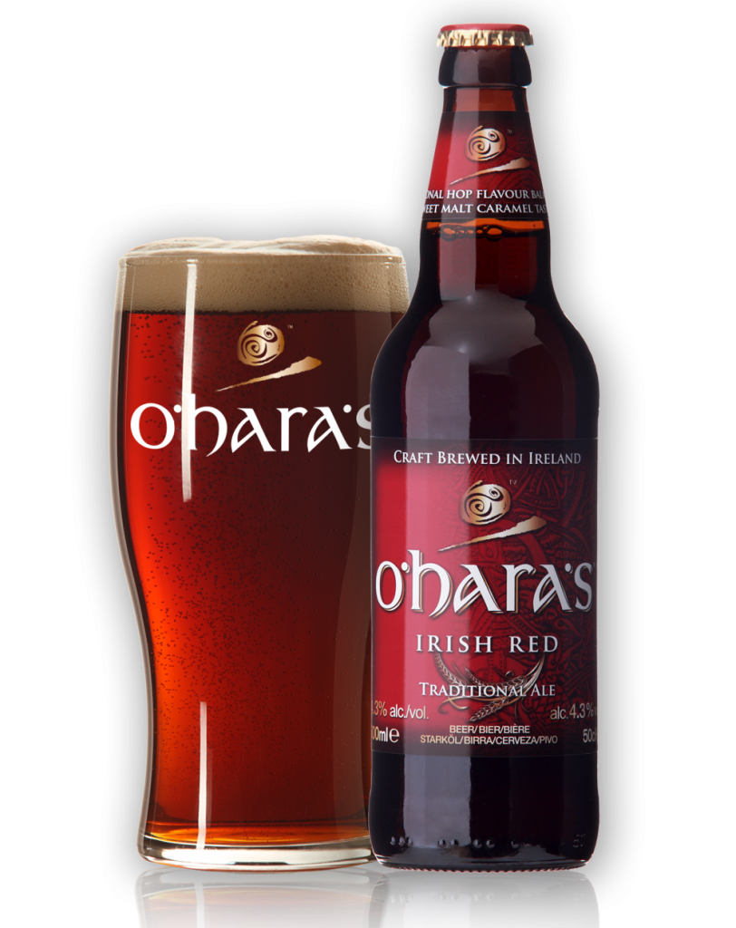 Bottle of O’Hara’s Irish Red Ale with the O’Hara’s label on the front