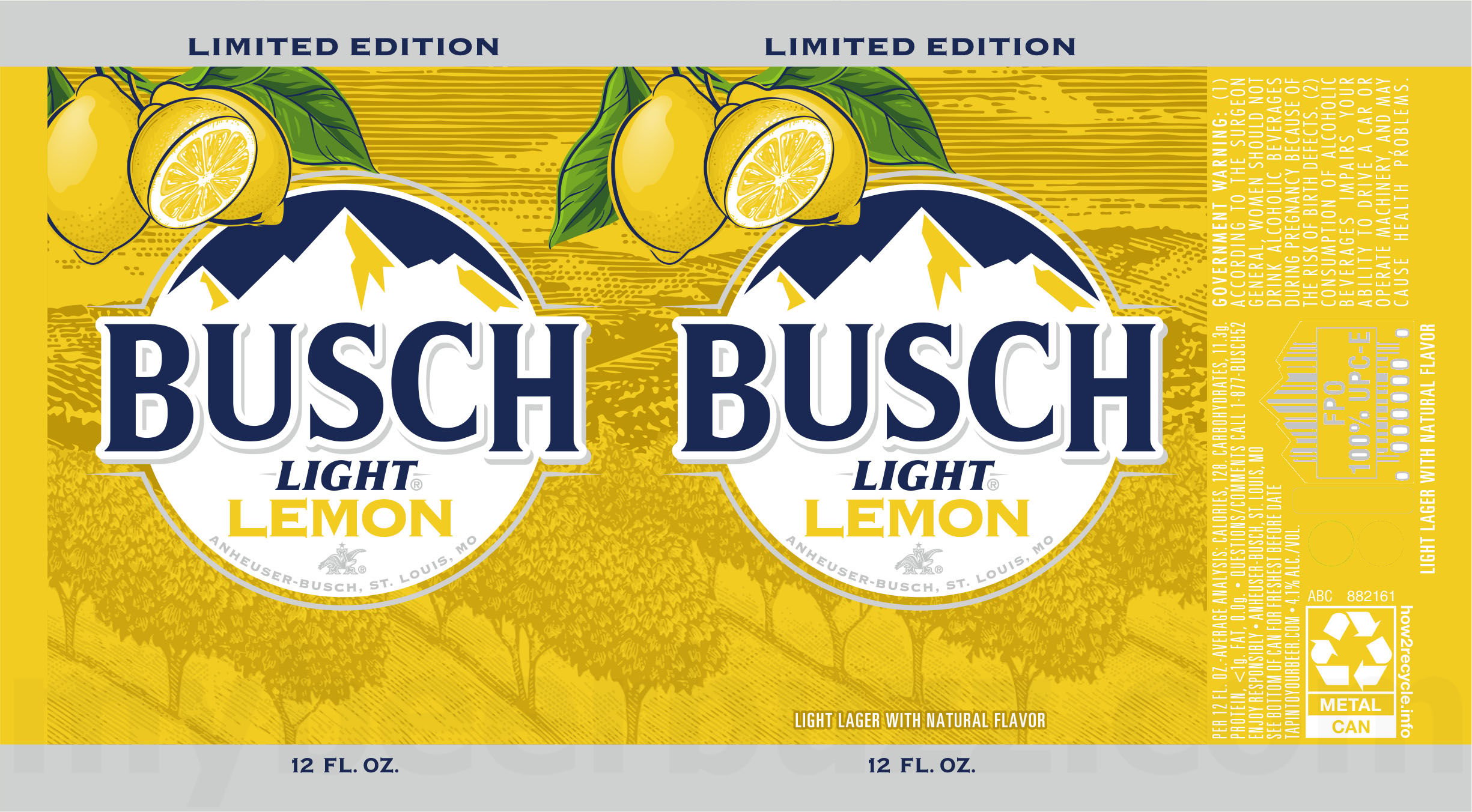 2026 Busch Light Lemon 12-oz Cans