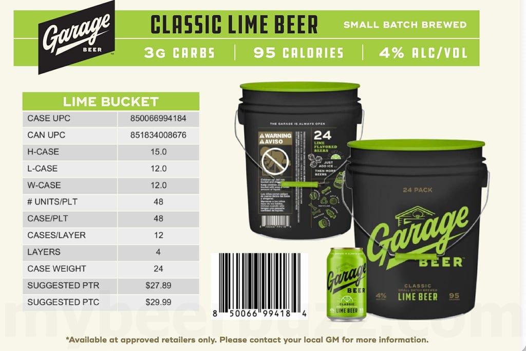 2026 Garage Beer Lime Bucket 24 Pack
