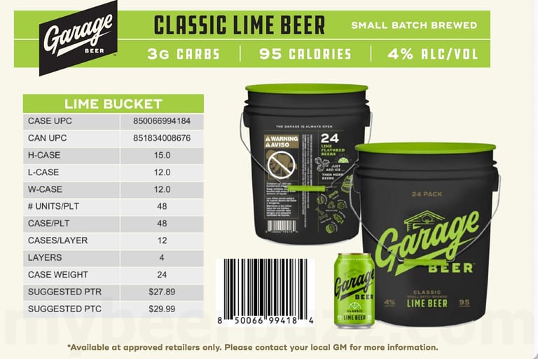 2026 Garage Beer Lime Bucket 24 Pack
