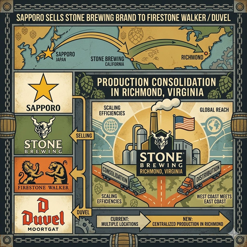 Sapporo Selling Stone Brewing Brand To Firestone Walker / Duvel