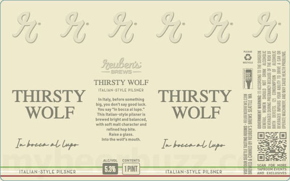 2026 Reuben's brews Thirsty Wolf 16-oz Cans