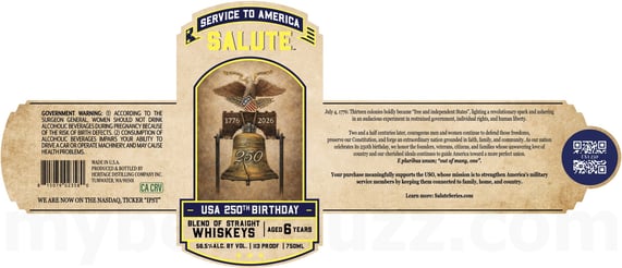 2026 Heritage Distilling Service To America Salute USA 250th Birthday 6 Year Blend 750ml Bottles