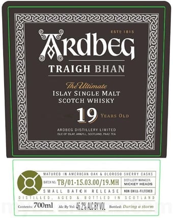 Ardbeg Traigh Bhan The Ultimate 19 Year Islay Single Malt Scotch Whiskey