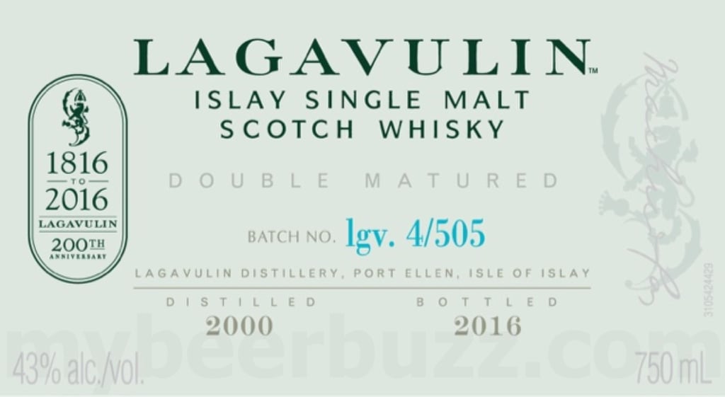 Lagavulin 200th Anniversary Double Matured 16 Year Islay Single Malt Scotch Whiskey