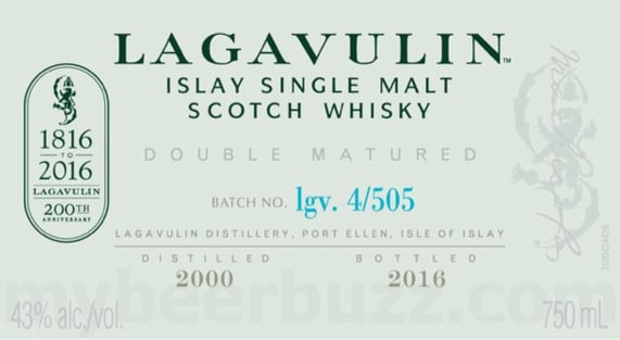 Lagavulin 200th Anniversary Double Matured 16 Year Islay Single Malt Scotch Whiskey 750ml Bottles