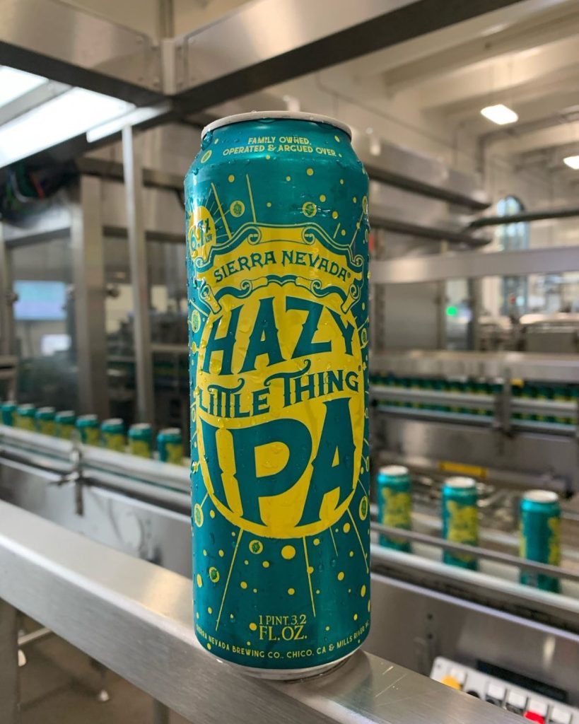 A 24-ounce super tall boy of Sierra Nevada Hazy Little Thing