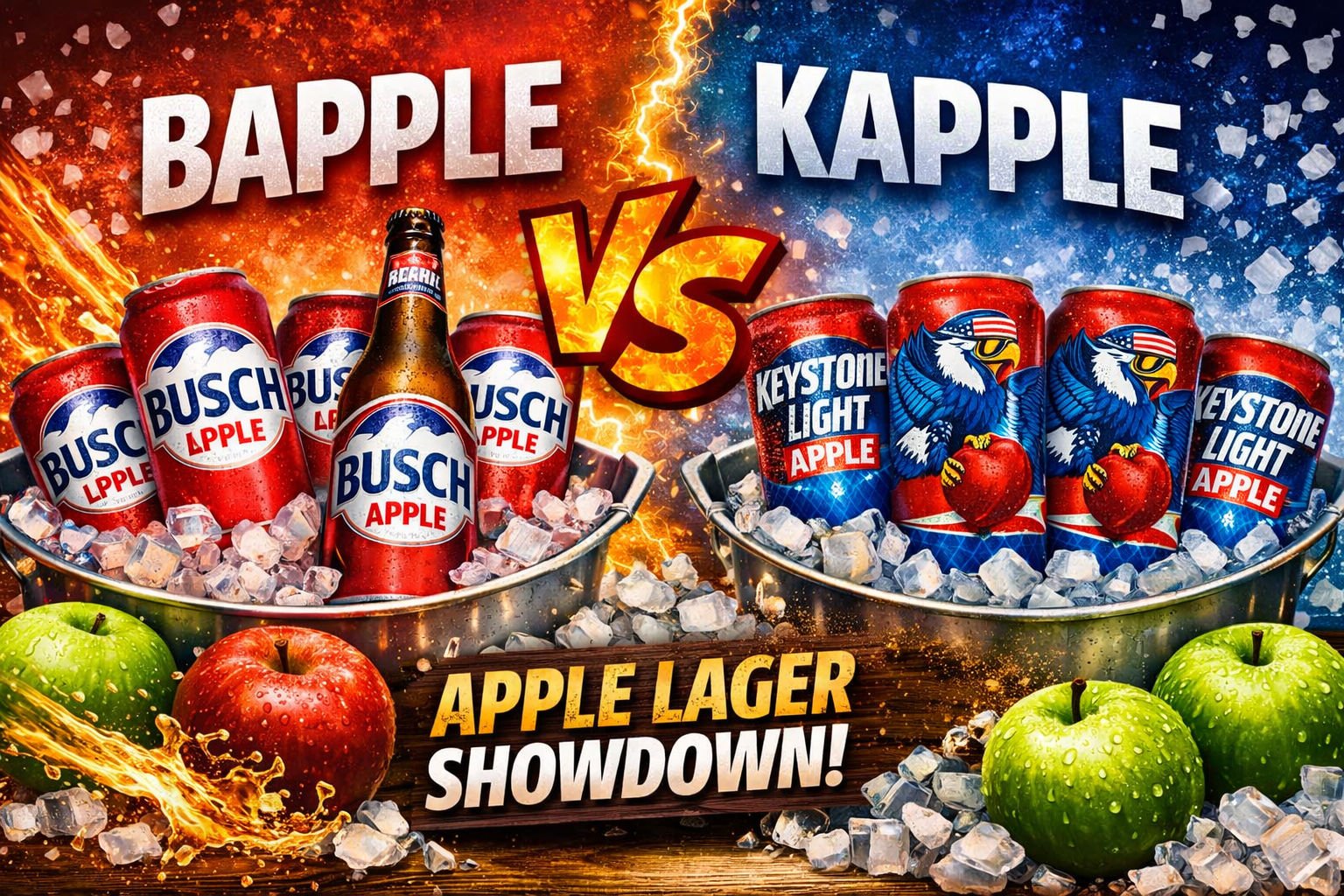 mybeerbuzz.com The Great Apple Lager Debate - "Bapple" vs "Kapple" Busch Light Apple Takes On Keystone Light Apple