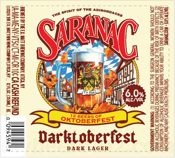 2026 Saranac Dark Oktoberfest Lager 12-oz Bottles