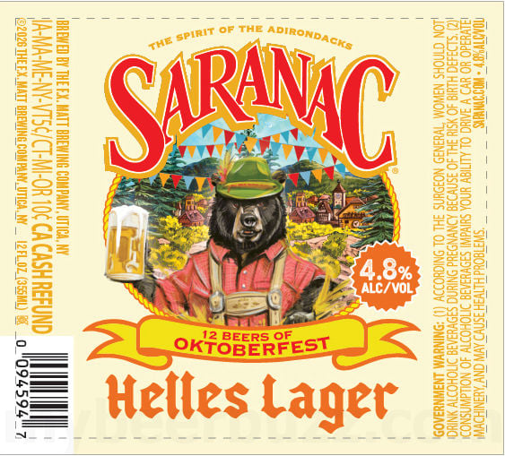 2026 Saranac Helles Lager 12-oz Bottles