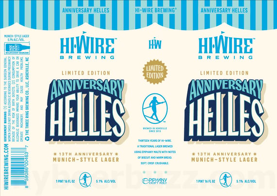 2026 Hi-Wire Brewing Anniversary Helles 16-oz Cans