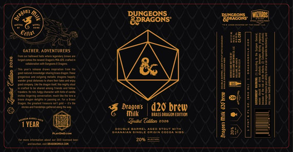 2026 New Holland Dragon's Milk d20 Brew Brass Dragon Edition 22oz Bottles